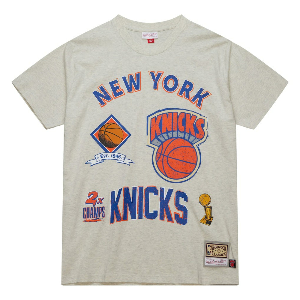 Oatmeal New York Knicks Hardwood Classics Legacy Defined Retro Championship T-Shirt | NBA