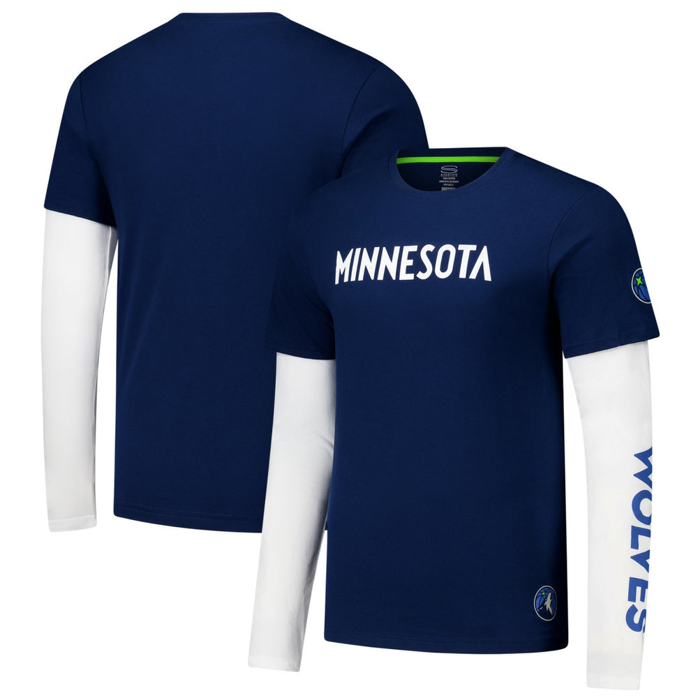 Navy Minnesota Timberwolves Stadium Essentials Unisex Spectator Twofer Long Sleeve T-Shirt | NBA