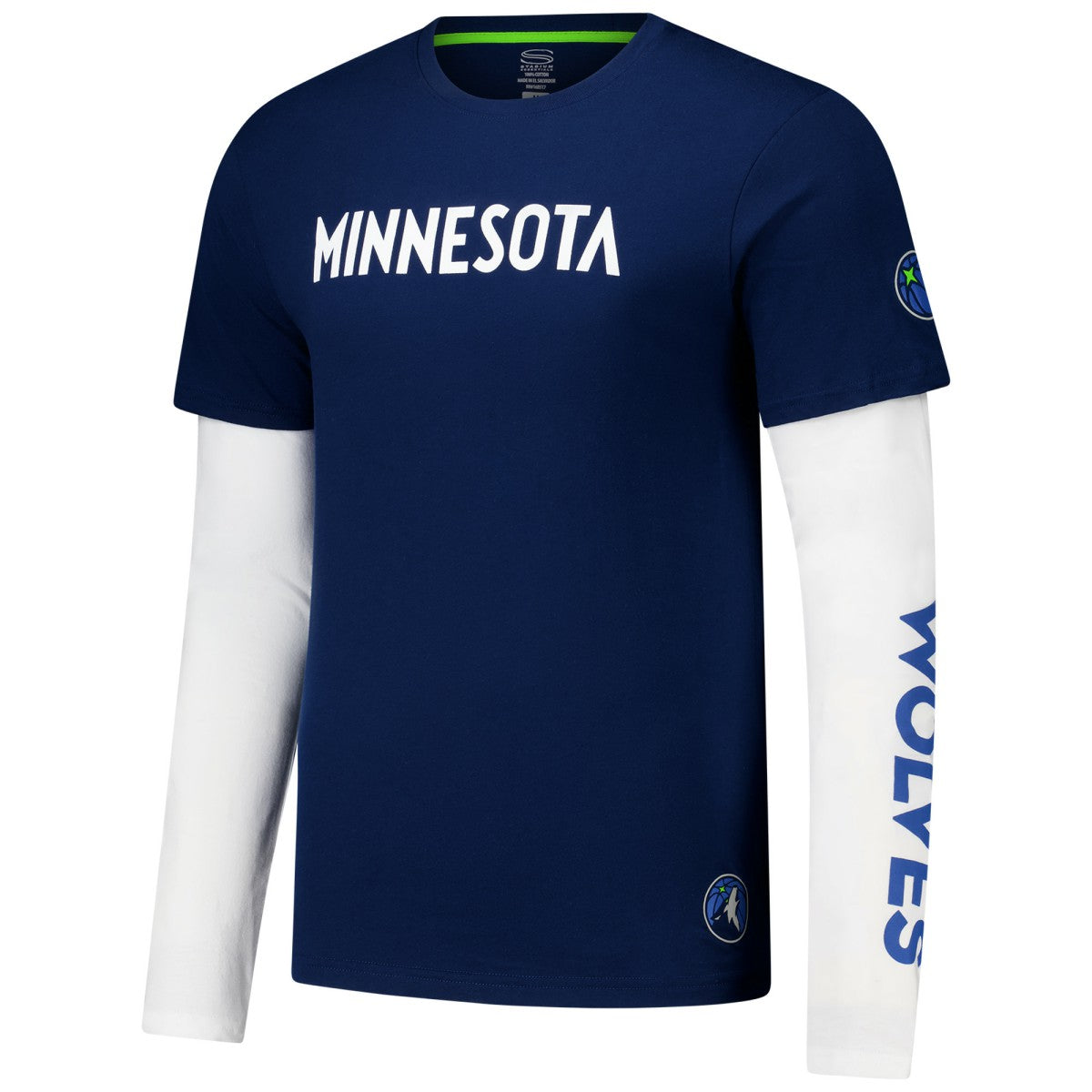 Navy Minnesota Timberwolves Stadium Essentials Unisex Spectator Twofer Long Sleeve T-Shirt | NBA