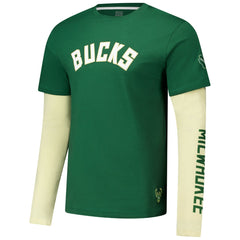 Hunter Green Milwaukee Bucks Stadium Essentials Unisex Spectator Twofer Long Sleeve T-Shirt | NBA