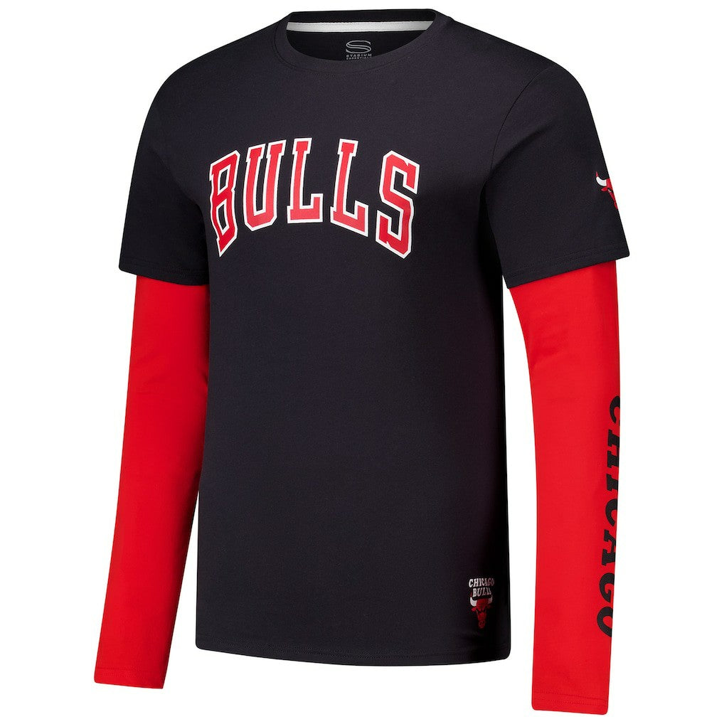 Black Chicago Bulls Stadium Essentials Unisex Spectator Twofer Long Sleeve T-Shirt sale | NBA