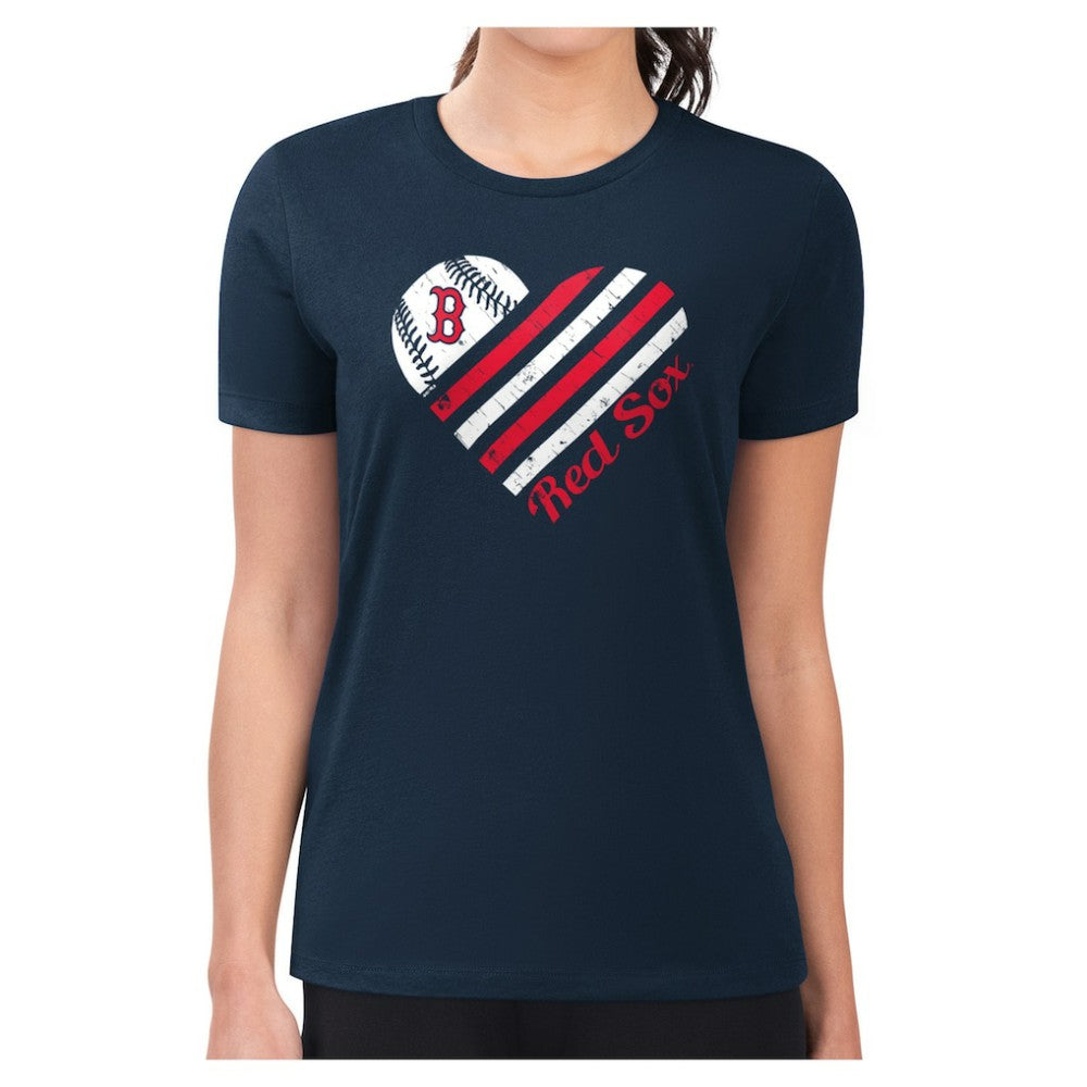 Boston Red Sox G-III 4Her by Carl Banks Women's Super-Slim Fit Lightweight Heart Graphic T-Shirt - MLB T-shirts