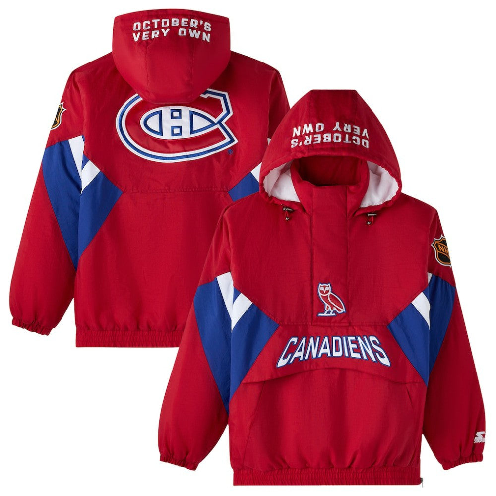 Montreal Canadiens OVO x Starter Half-Zip Hooded Jacket -  NHL Jackets