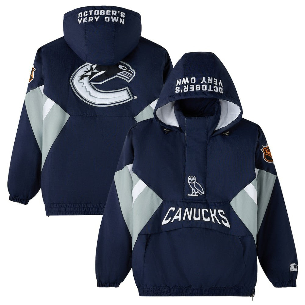 Vancouver Canucks OVO x Starter Half-Zip Hooded Jacket -  NHL Jackets