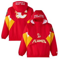 Calgary Flames OVO x Starter Half-Zip Hooded Jacket -  NHL Jackets