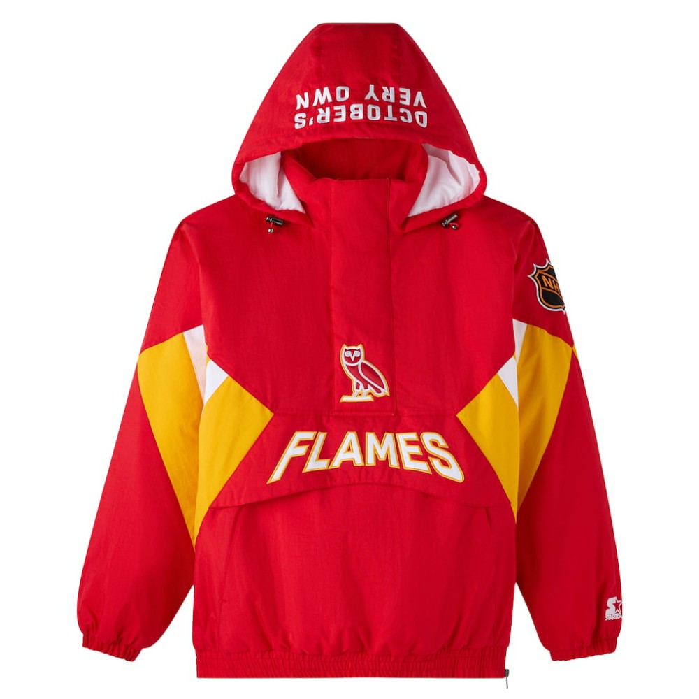 Calgary Flames OVO x Starter Half-Zip Hooded Jacket -  NHL Jackets