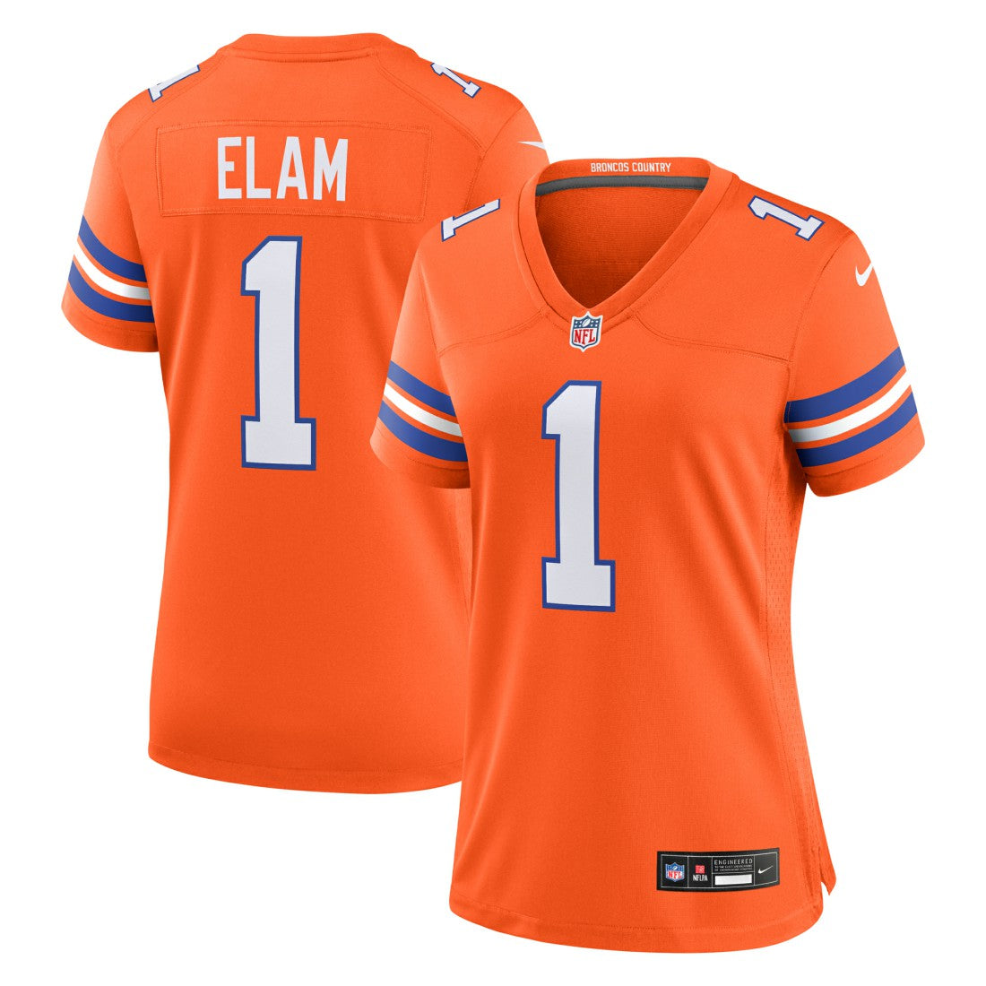 Denver Broncos Jason Elam  Women's Mile High Collection 1977 Throwback Retired Player Game Jersey | NFL Near me
