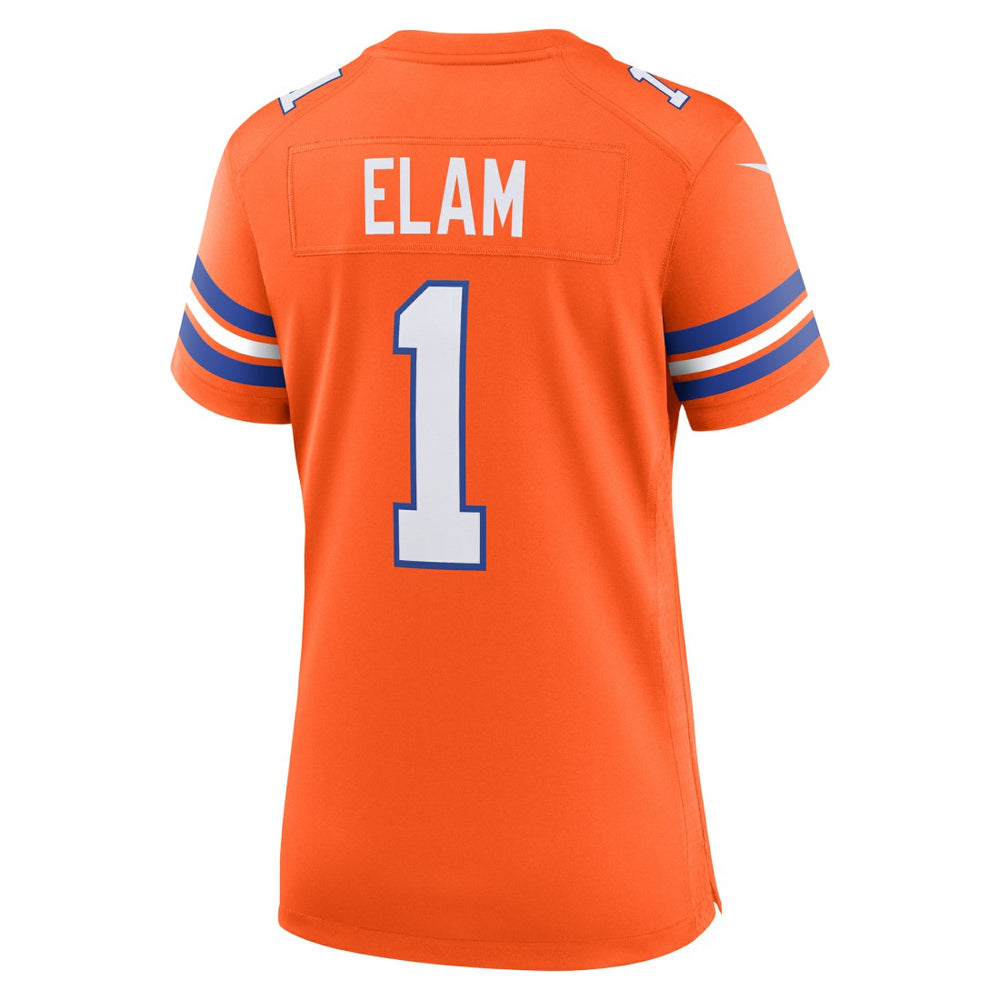Denver Broncos Jason Elam  Women's Mile High Collection 1977 Throwback Retired Player Game Jersey | NFL Near me