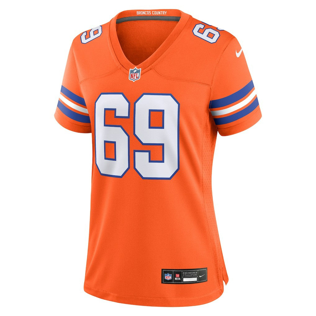 Denver Broncos Mark Schlereth  Women's Mile High Collection 1977 Throwback Retired Player Game Jersey | NFL New