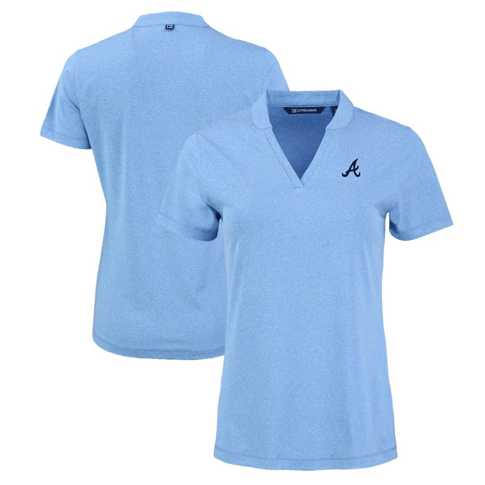 Atlanta Braves Cutter & Buck Women's Forge Stretch Blade DryTec V-Neck Polo - MLB