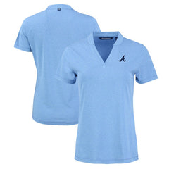 Atlanta Braves Cutter & Buck Women's Forge Stretch Blade DryTec V-Neck Polo - MLB