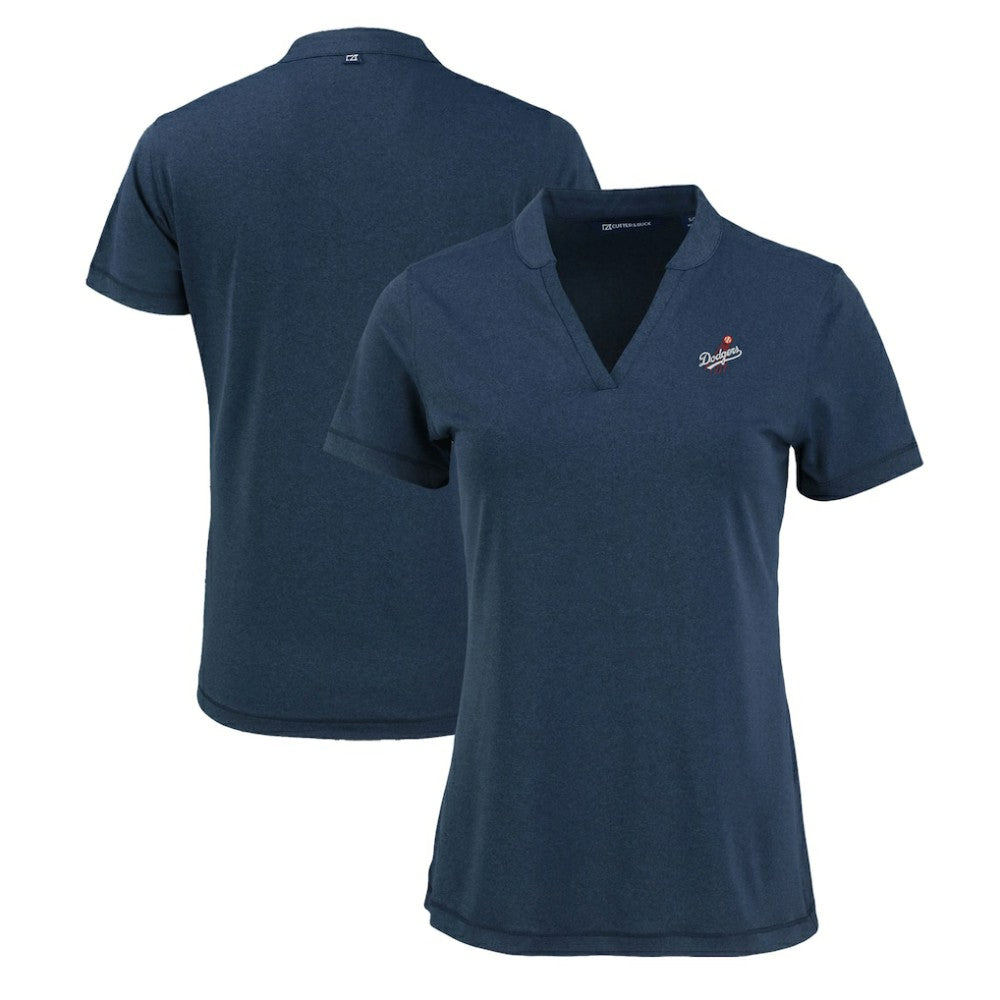 Los Angeles Dodgers Cutter & Buck Women's Forge Stretch Blade DryTec V-Neck Polo - MLB
