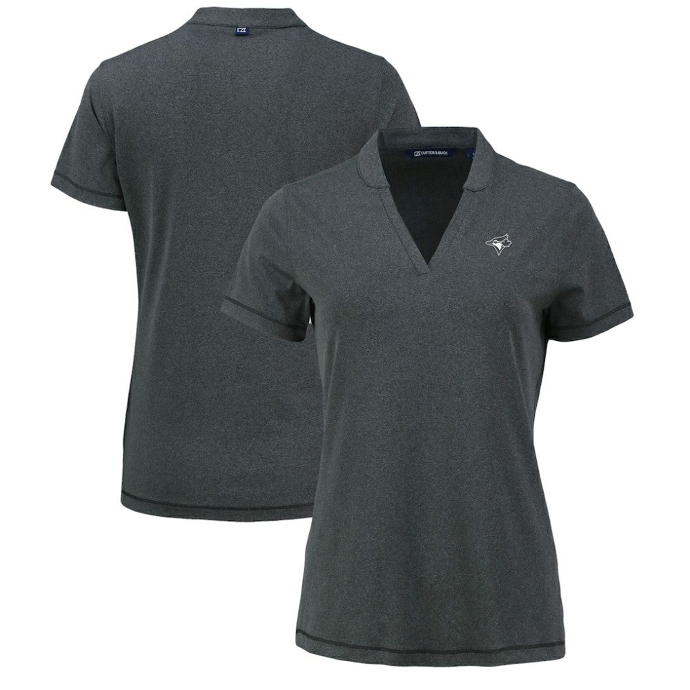 Toronto Blue Jays Cutter & Buck Women's Forge Stretch Blade DryTec V-Neck Polo - MLB