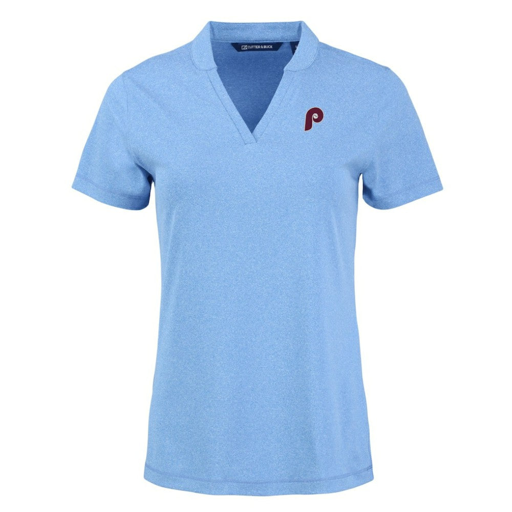 Philadelphia Phillies Cutter & Buck Women's Forge Stretch Blade DryTec V-Neck Polo - MLB