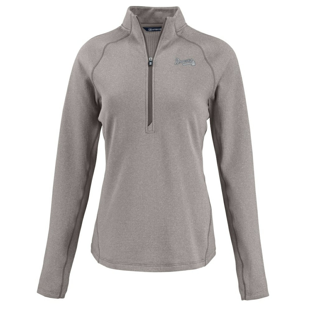 Atlanta Braves Cutter & Buck Women's Peshastin Eco Fleece Recycled Raglan Half-Zip Top - MLB Tops