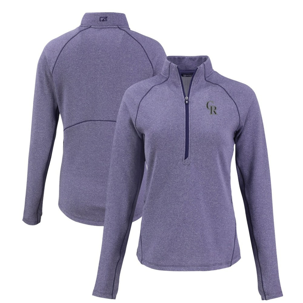 Colorado Rockies Cutter & Buck Women's Peshastin Eco Fleece Recycled Raglan Half-Zip Top - MLB Tops