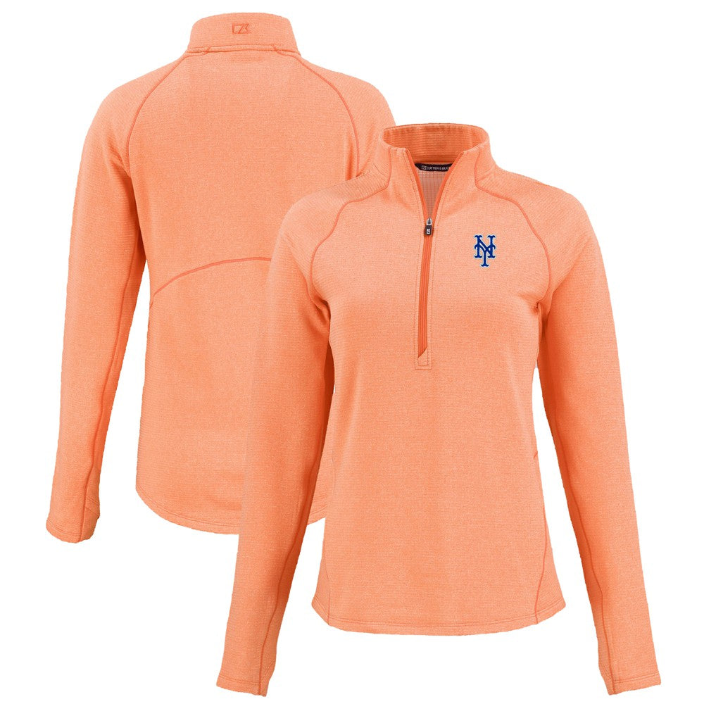 New York Mets Cutter & Buck Women's Peshastin Eco Fleece Recycled Raglan Half-Zip Top - MLB Tops