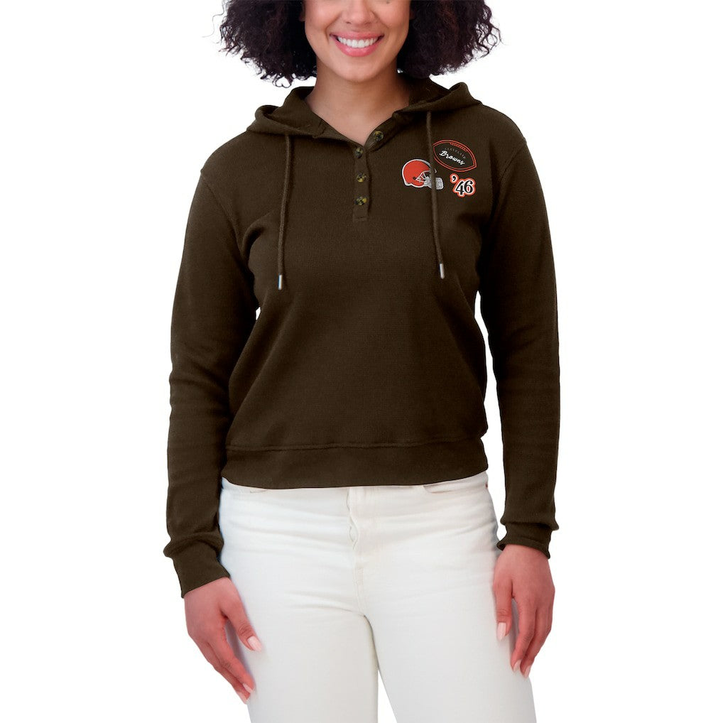 Cleveland Browns WEAR by Erin Andrews Women's Plus Size Waffle Hoodie Pullover Top | NFL Discount