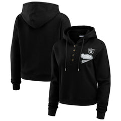 Las Vegas Raiders WEAR by Erin Andrews Women's Plus Size Waffle Hoodie Pullover Top | NFL Discount