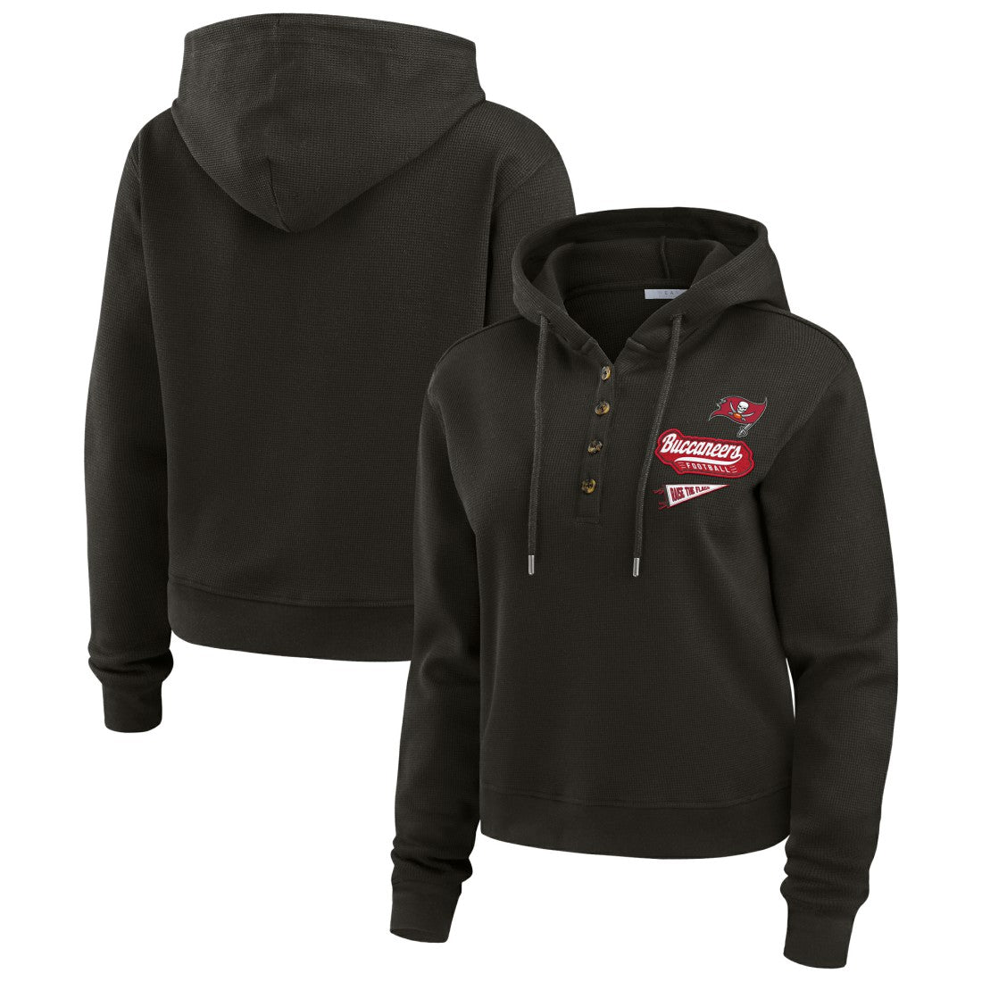 Tampa Bay Buccaneers WEAR by Erin Andrews Women's Plus Size Waffle Hoodie Pullover Top | NFL Discount