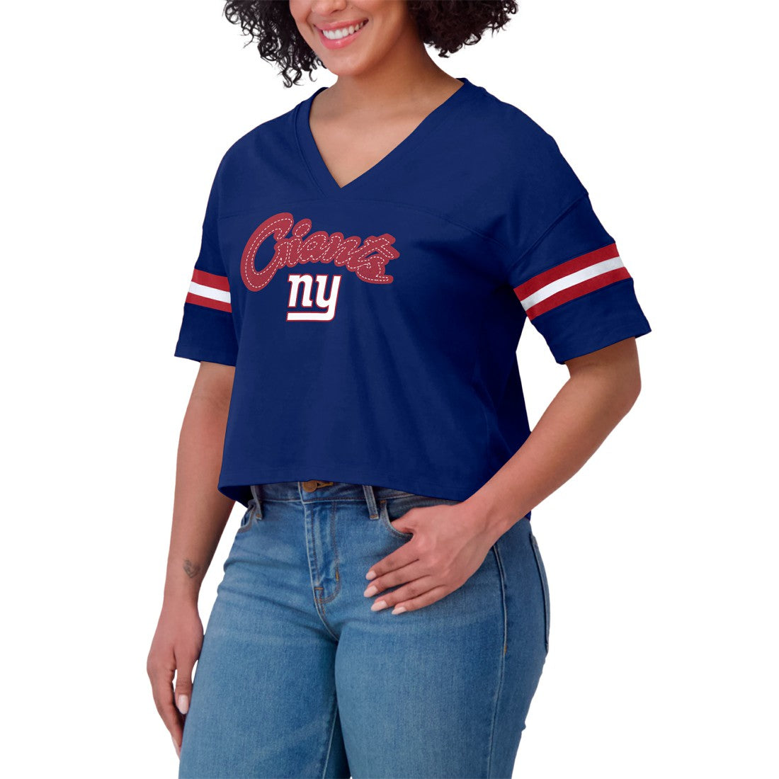 New York Giants WEAR by Erin Andrews Women's Plus Size Color Block Boxy T-Shirt | NFL Online