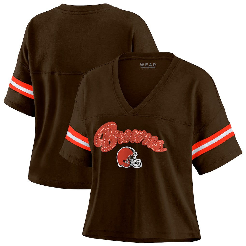Cleveland Browns WEAR by Erin Andrews Women's Plus Size Color Block Boxy T-Shirt | NFL Discount