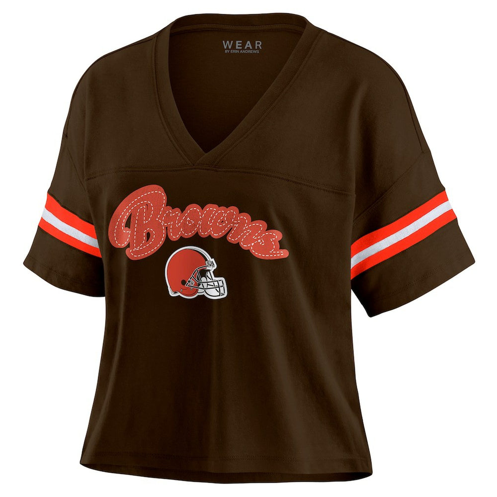 Cleveland Browns WEAR by Erin Andrews Women's Plus Size Color Block Boxy T-Shirt | NFL Discount