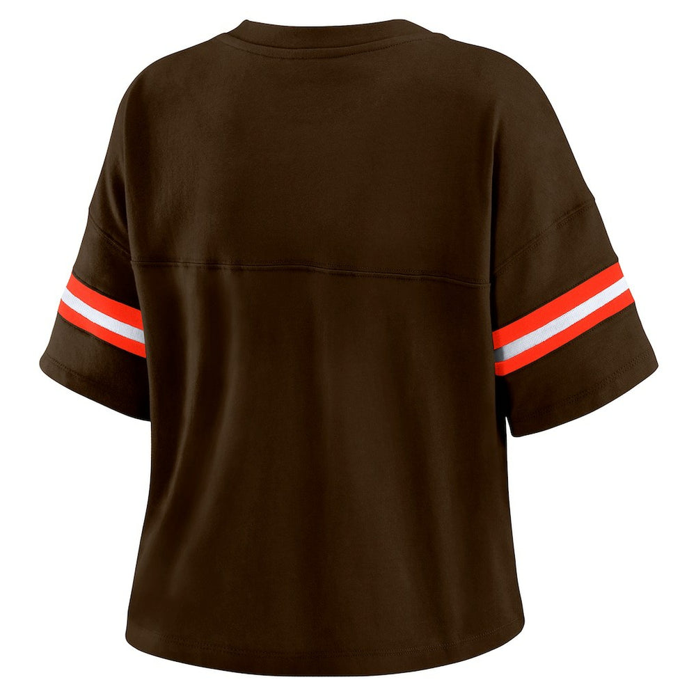 Cleveland Browns WEAR by Erin Andrews Women's Plus Size Color Block Boxy T-Shirt | NFL Discount