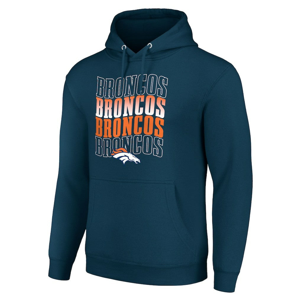 Denver Broncos Starter Four Team Name Logo Fleece Pullover Hoodie | NFL Outlet