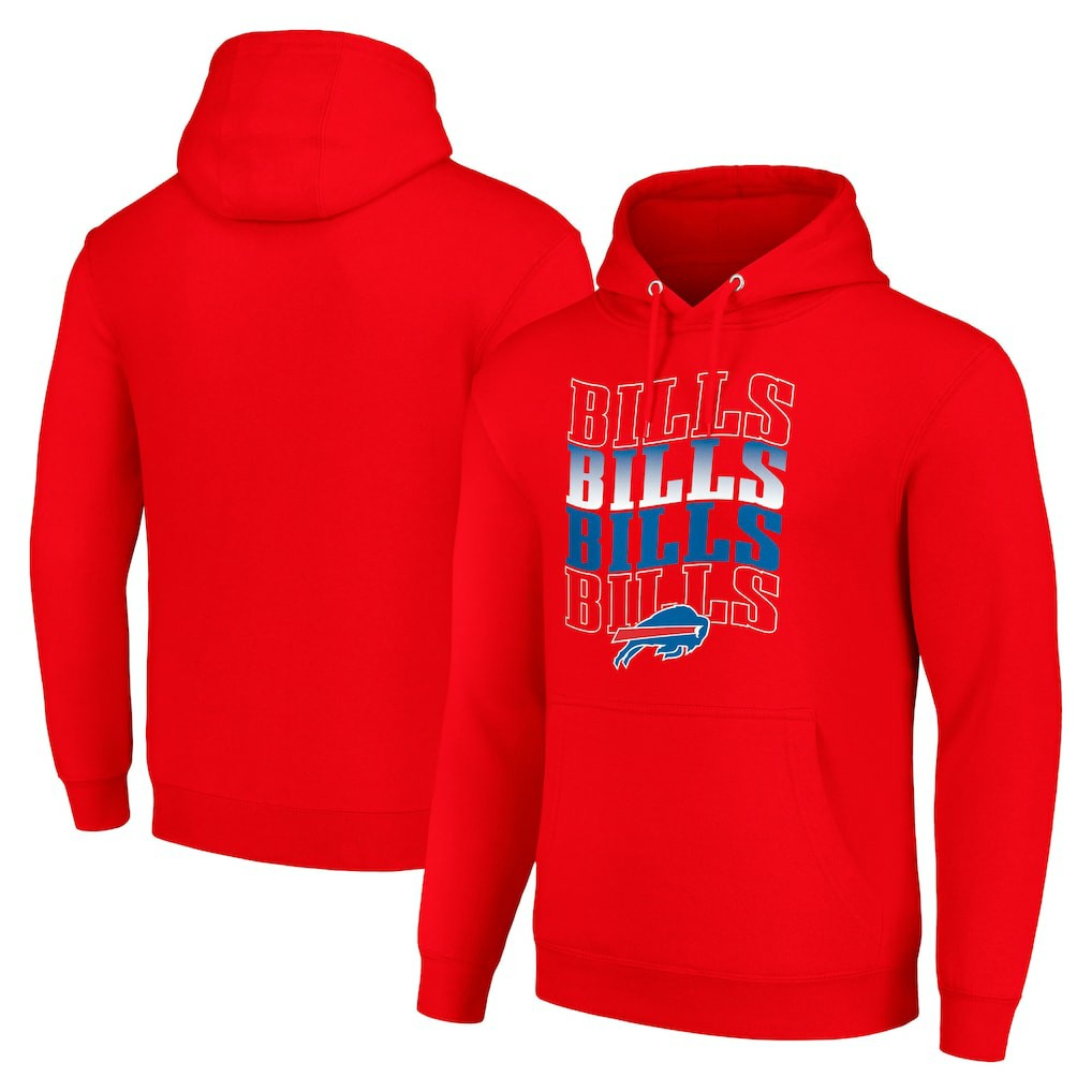 Buffalo Bills Starter Four Team Name Logo Fleece Pullover Hoodie | NFL Discount