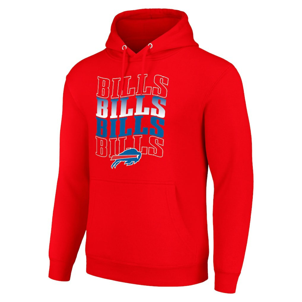 Buffalo Bills Starter Four Team Name Logo Fleece Pullover Hoodie | NFL Discount