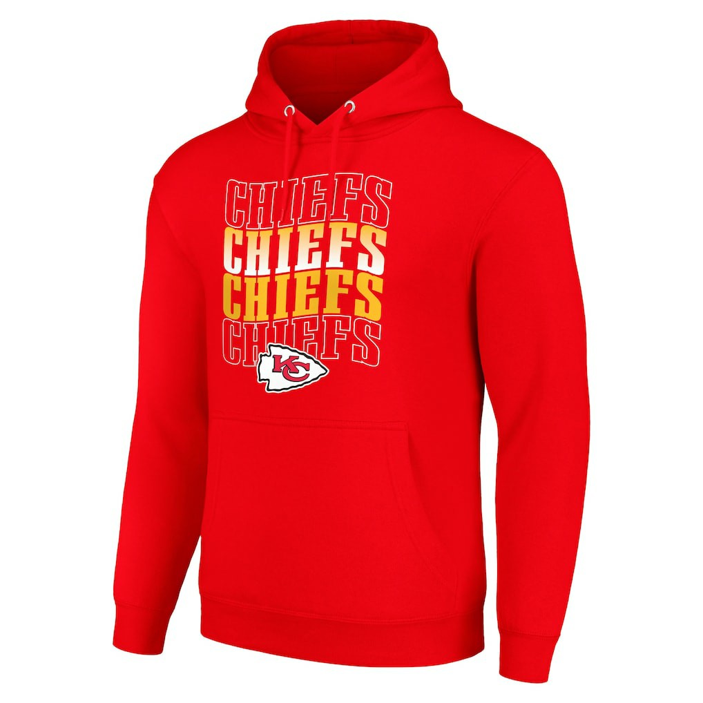 Kansas City Chiefs Starter Four Team Name Logo Fleece Pullover Hoodie | NFL Discount