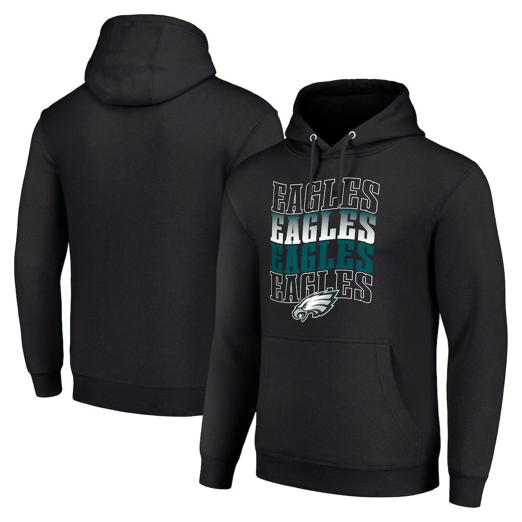 Philadelphia Eagles Starter Four Team Name Logo Fleece Pullover Hoodie | NFL Outlet