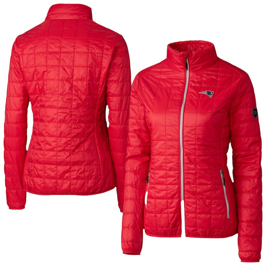 New England Patriots Cutter & Buck Women's Rainier PrimaLoft Eco Insulated Full-Zip Puffer Jacket | NFL Hot