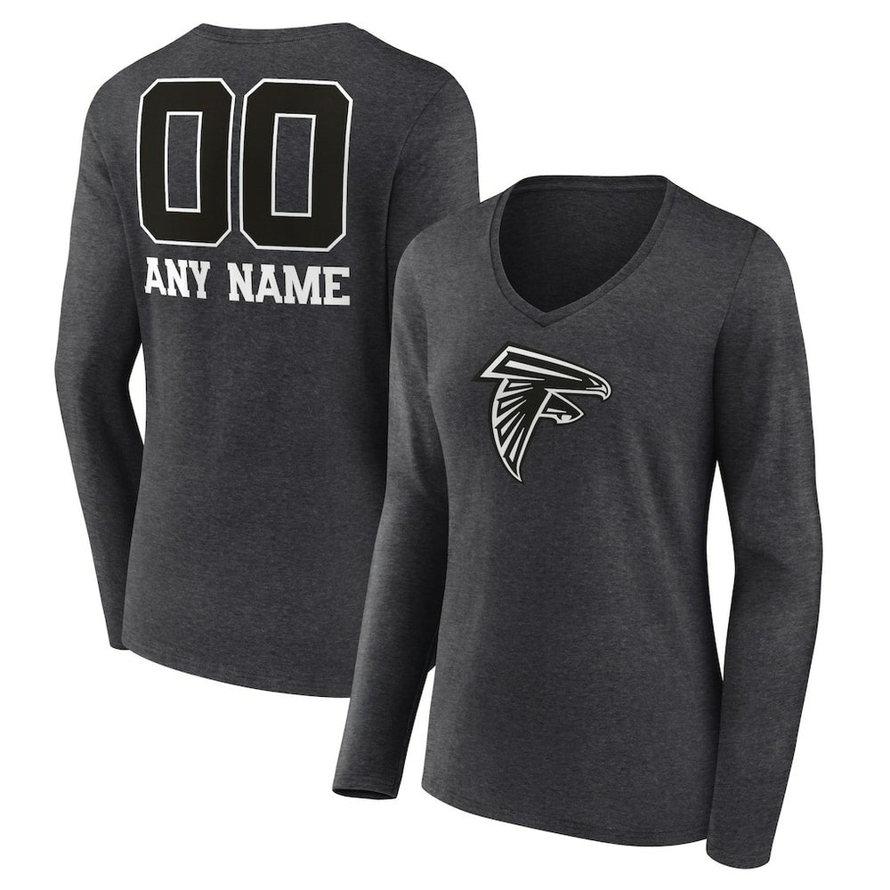 Atlanta Falcons Women's Personalized Name & Number Monochrome V-neck T-Shirt | NFL Near me
