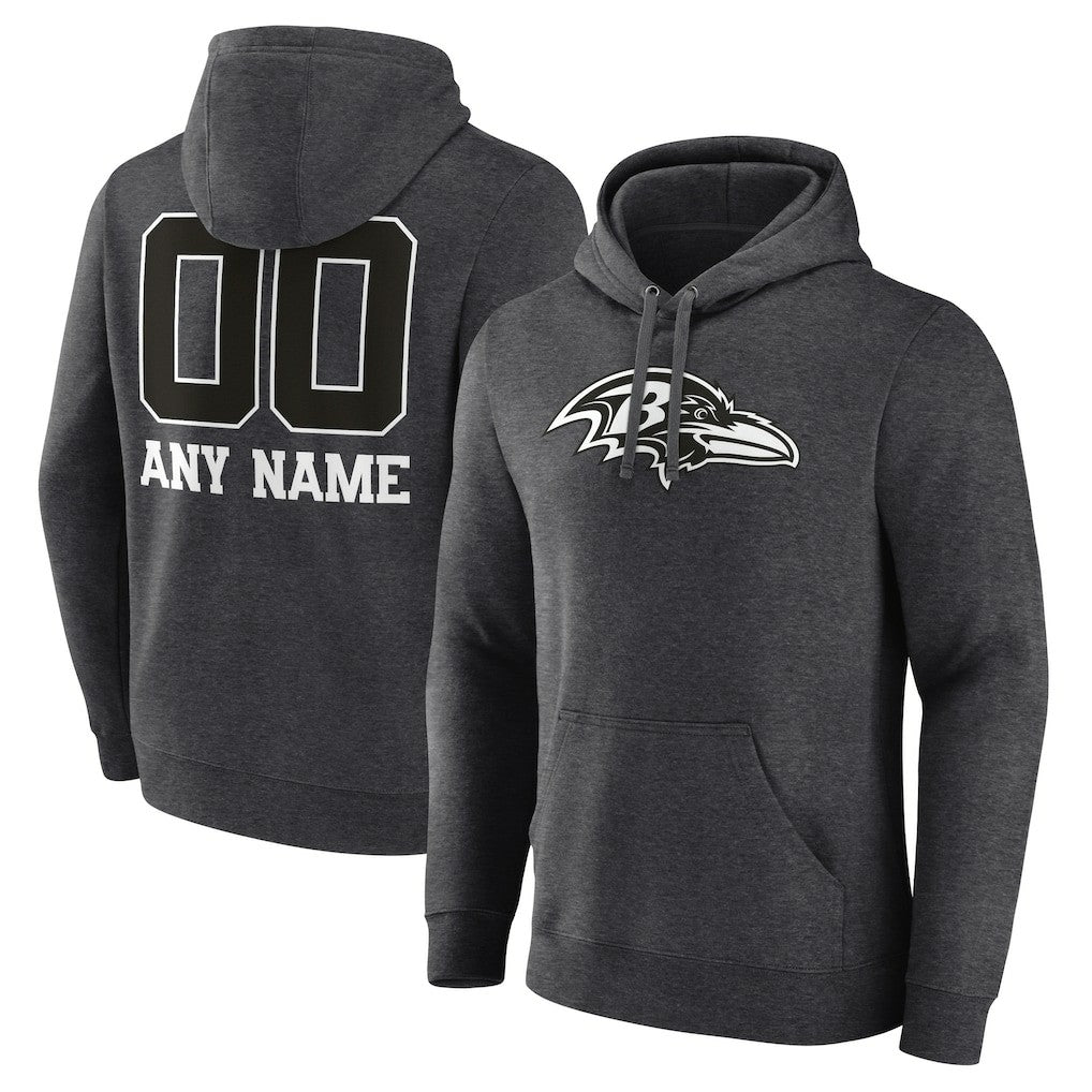 Baltimore Ravens Personalized Name & Number Monochrome Pullover Hoodie | NFL US