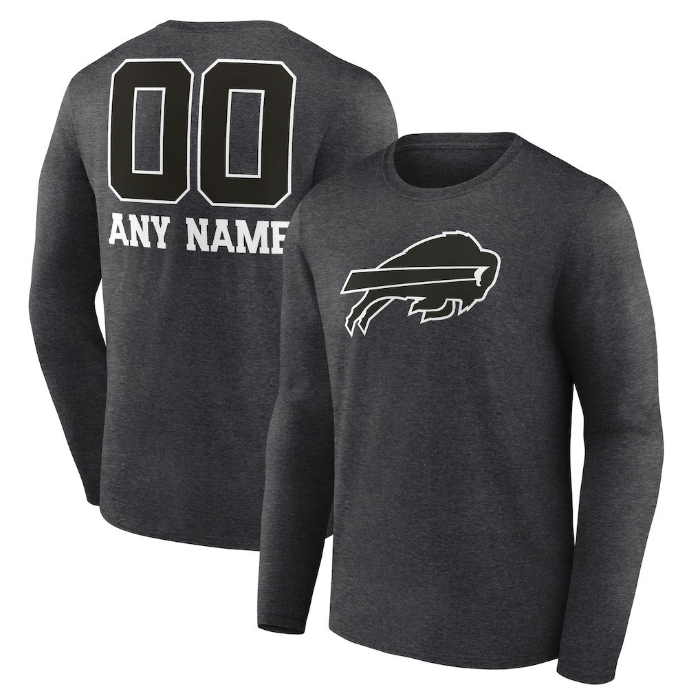 Buffalo Bills Personalized Name & Number Monochrome Long Sleeve T-Shirt | NFL Discount