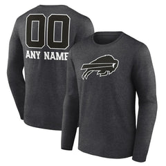 Buffalo Bills Personalized Name & Number Monochrome Long Sleeve T-Shirt | NFL Discount