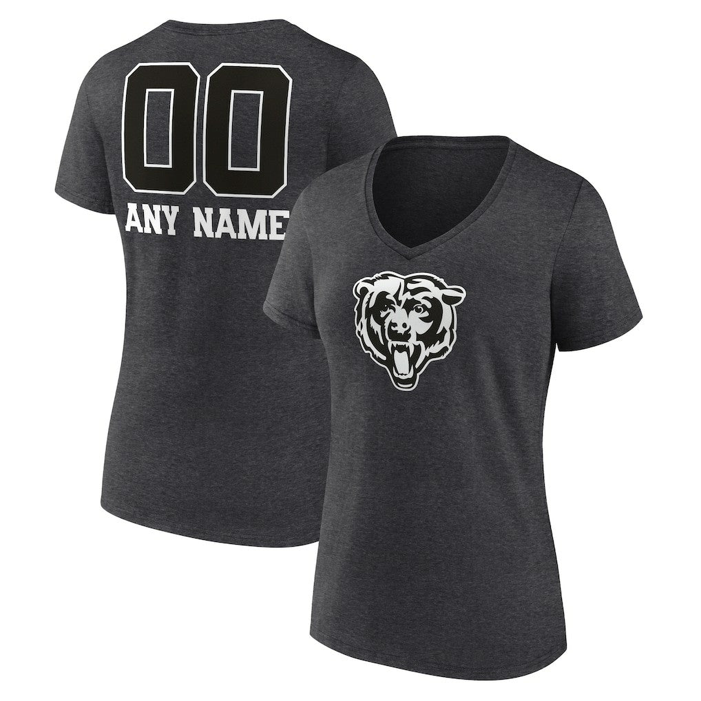 Chicago Bears Women's Personalized Name & Number Monochrome V-Neck Long Sleeve T-Shirt | NFL Hot