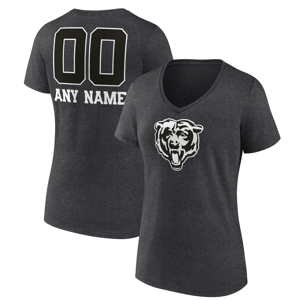 Chicago Bears Women's Personalized Name & Number Monochrome V-Neck Long Sleeve T-Shirt | NFL Hot