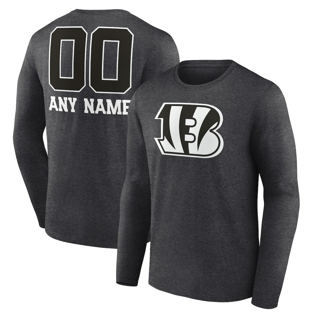 Cincinnati Bengals Personalized Name & Number Monochrome Long Sleeve T-Shirt | NFL New