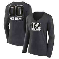 Cincinnati Bengals Women's Personalized Name & Number Monochrome V-neck T-Shirt | NFL On sale