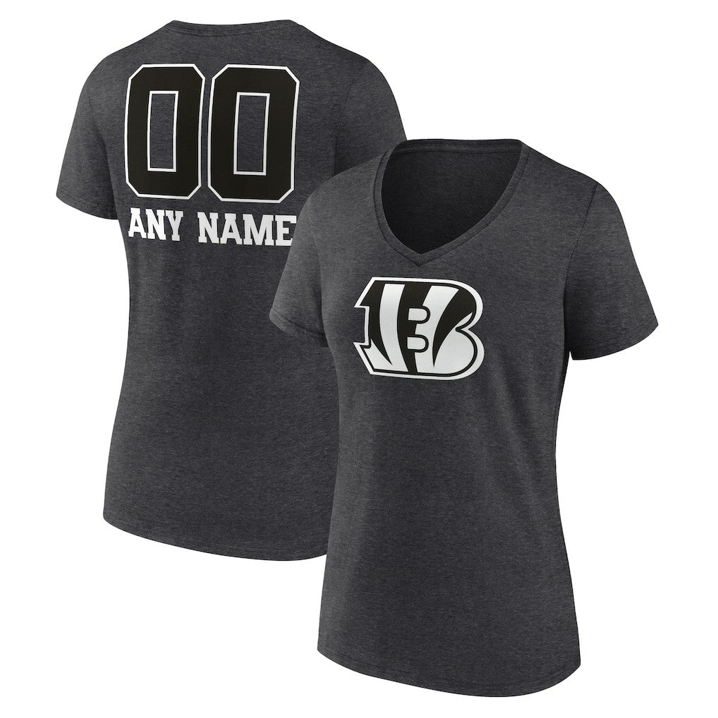 Cincinnati Bengals Women's Personalized Name & Number Monochrome V-Neck Long Sleeve T-Shirt | NFL On sale