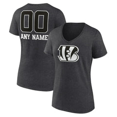 Cincinnati Bengals Women's Personalized Name & Number Monochrome V-Neck Long Sleeve T-Shirt | NFL On sale