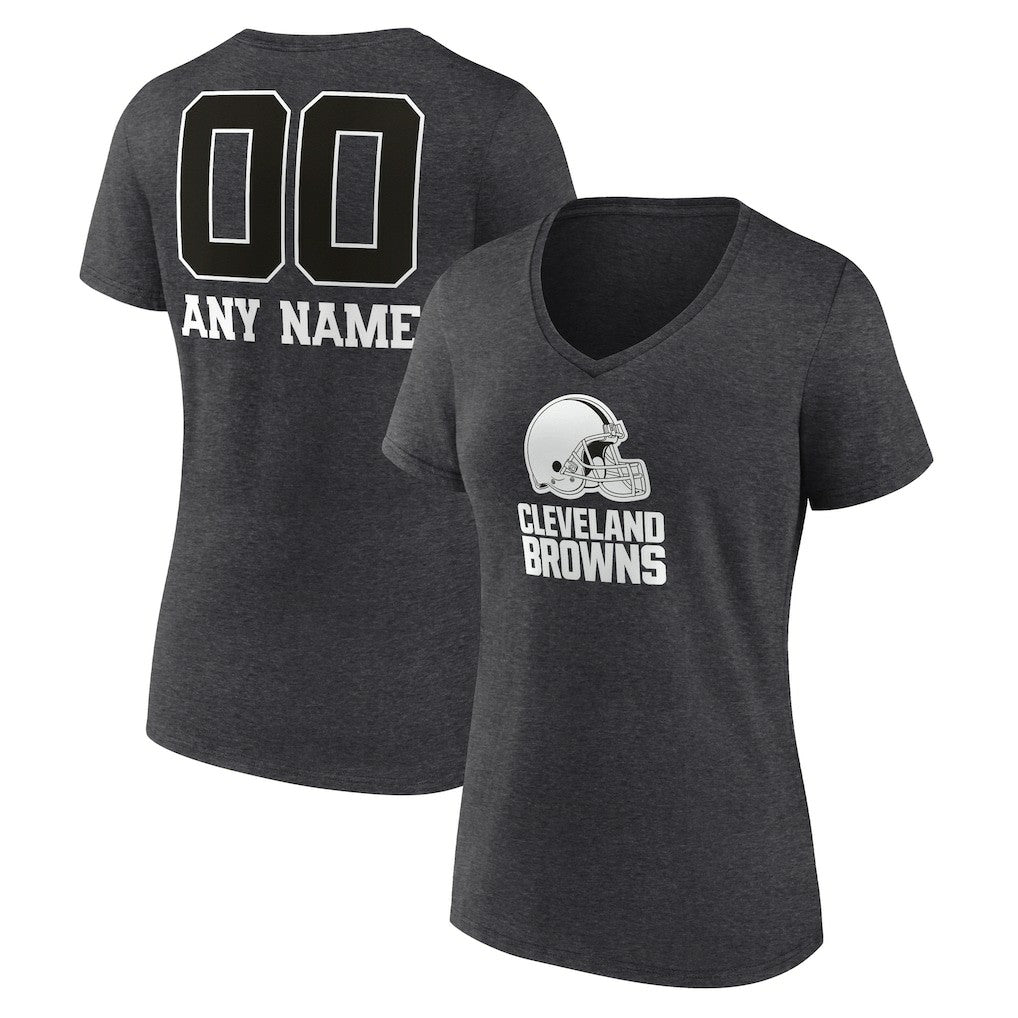 Cleveland Browns Women's Personalized Name & Number Monochrome V-Neck Long Sleeve T-Shirt | NFL Near me