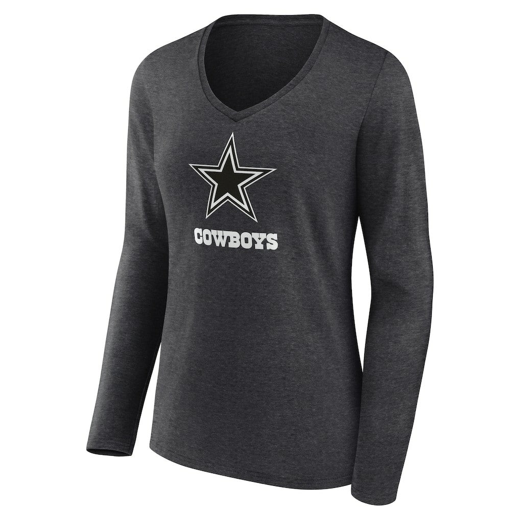 Dallas Cowboys Women's Personalized Name & Number Monochrome V-neck T-Shirt | NFL Sale