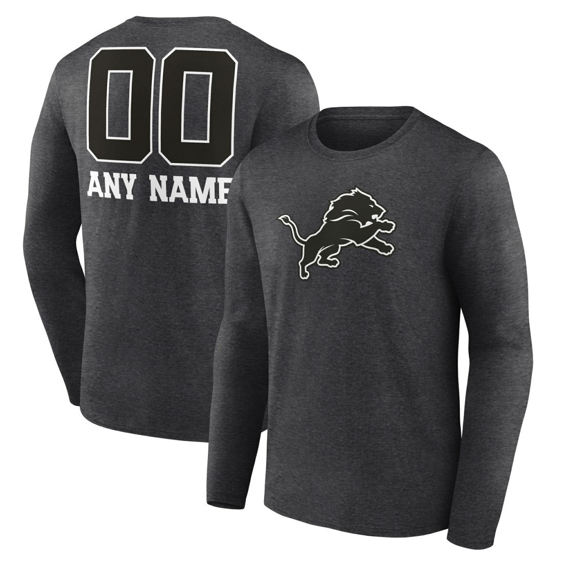Detroit Lions Personalized Name & Number Monochrome Long Sleeve T-Shirt | NFL Discount