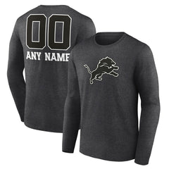 Detroit Lions Personalized Name & Number Monochrome Long Sleeve T-Shirt | NFL Discount