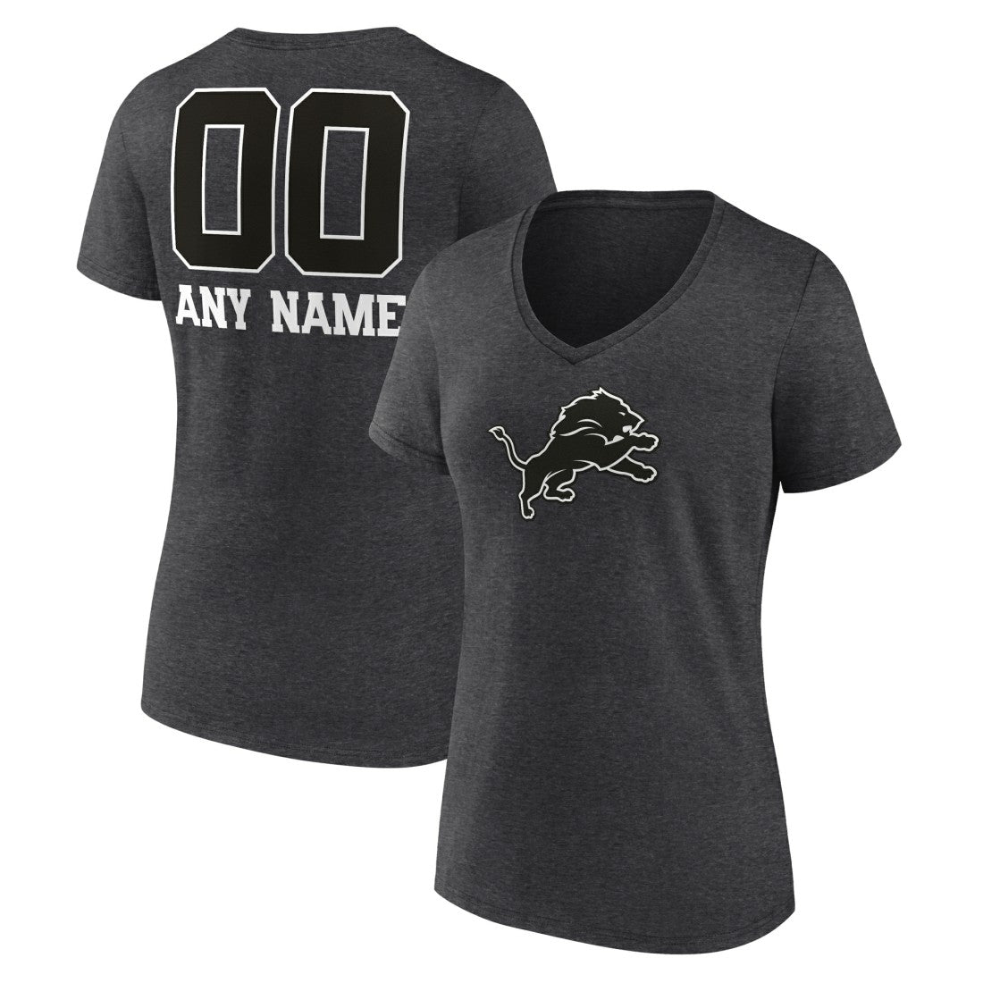 Detroit Lions Women's Personalized Name & Number Monochrome V-Neck Long Sleeve T-Shirt | NFL Online