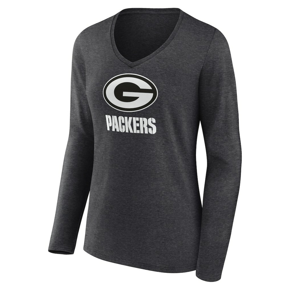 Green Bay Packers Women's Personalized Name & Number Monochrome V-neck T-Shirt | NFL Hot